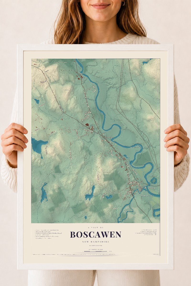 NH Current Atlas 2026 | Boscawen | 18" x 24" | W/ White Ayous Wood Frame