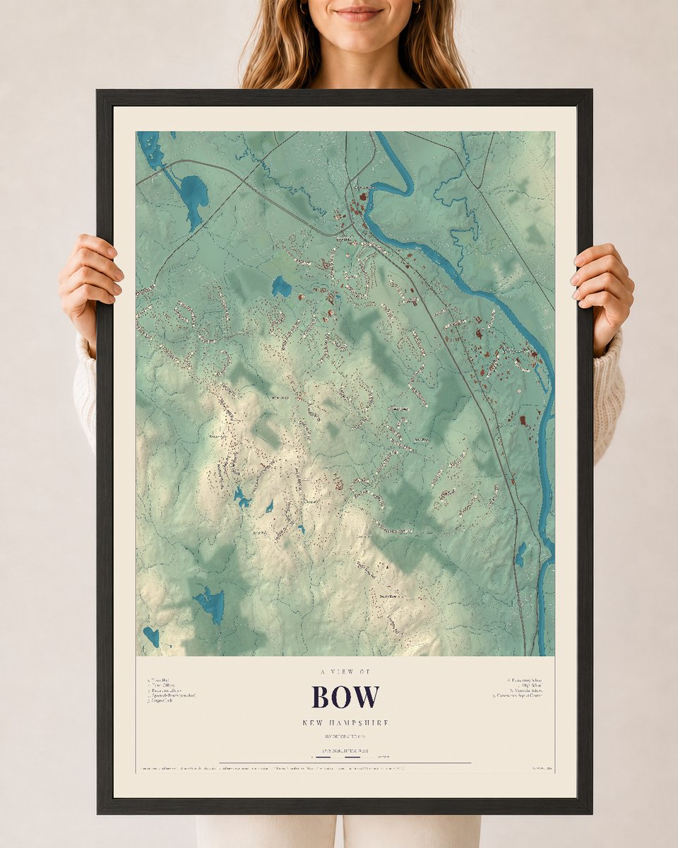NH Current Atlas 2026 | Bow | 24" x 36" | W/ Black Ayous Wood Frame