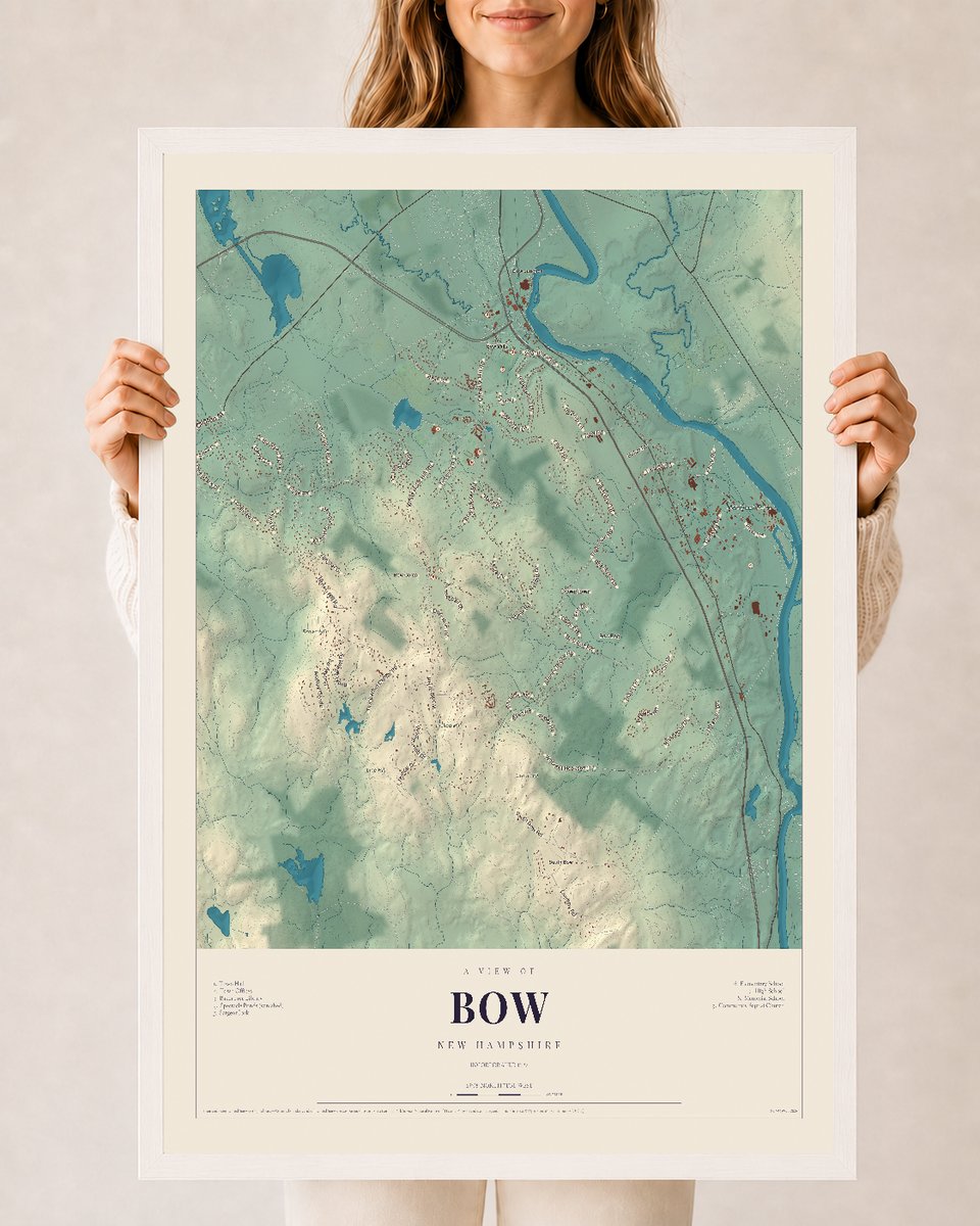 NH Current Atlas 2026 | Bow | 24" x 36" | W/ White Ayous Wood Frame