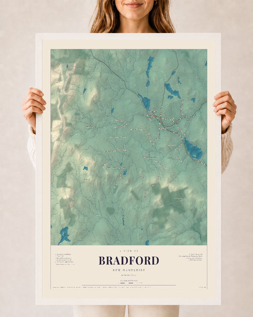 NH Current Atlas 2026 | Bradford | 24" x 36" | W/ White Ayous Wood Frame