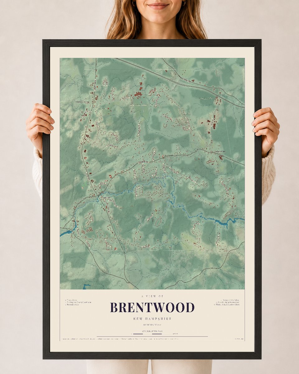 NH Current Atlas 2026 | Brentwood | 24" x 36" | W/ Black Ayous Wood Frame