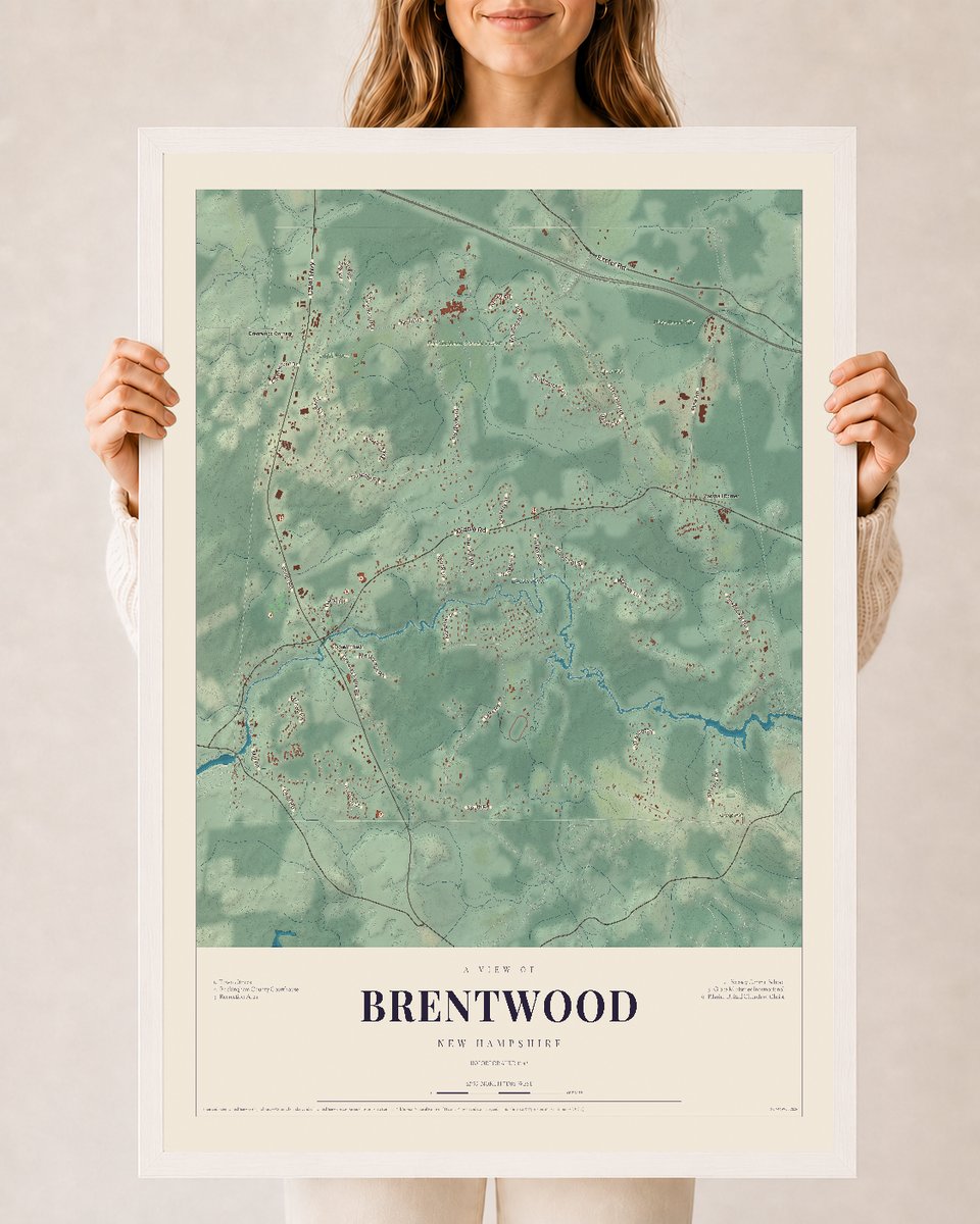 NH Current Atlas 2026 | Brentwood | 24" x 36" | W/ White Ayous Wood Frame