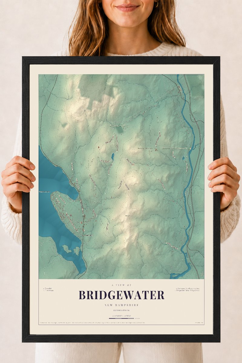 NH Current Atlas 2026 | Bridgewater | 18" x 24" | W/ Black Ayous Wood Frame