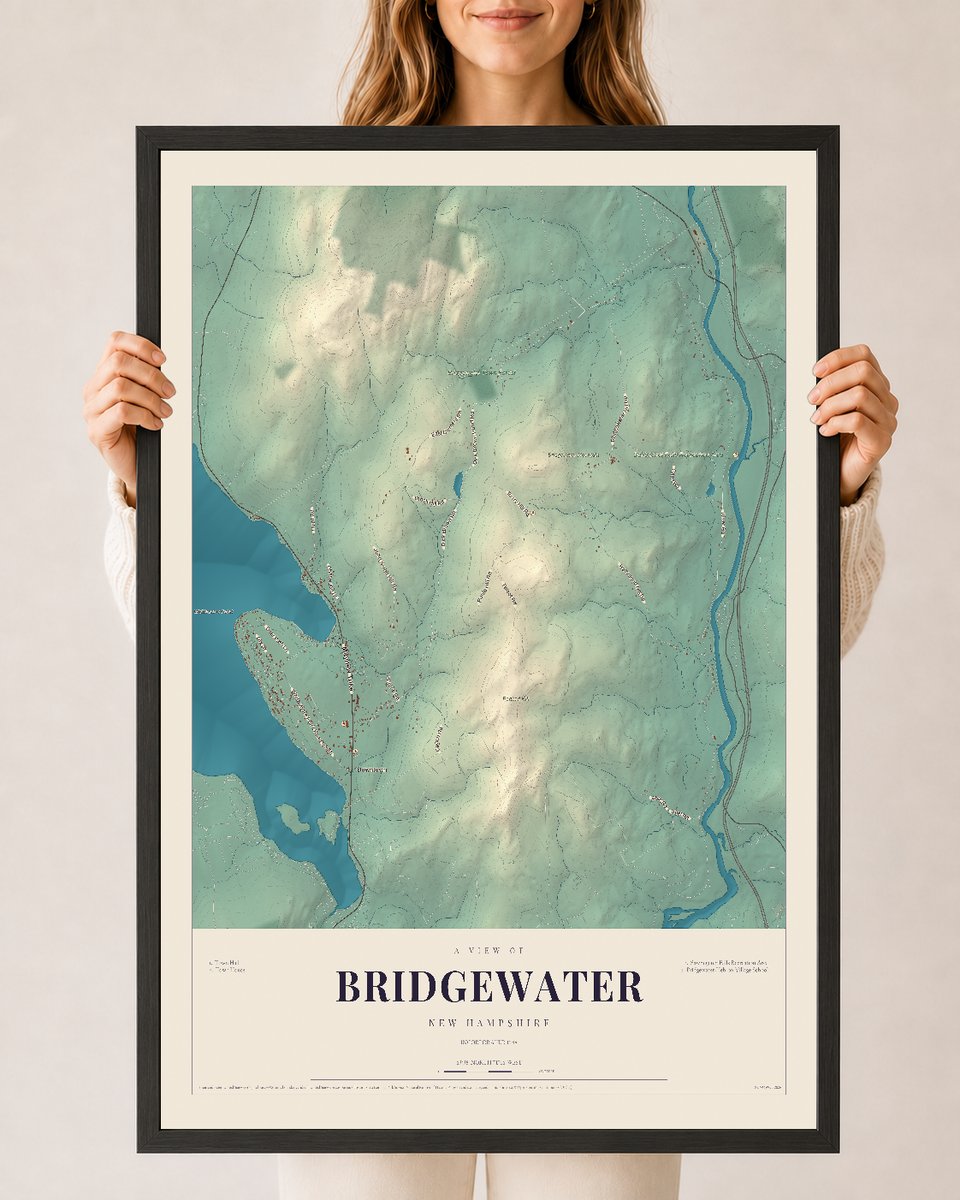NH Current Atlas 2026 | Bridgewater | 24" x 36" | W/ Black Ayous Wood Frame