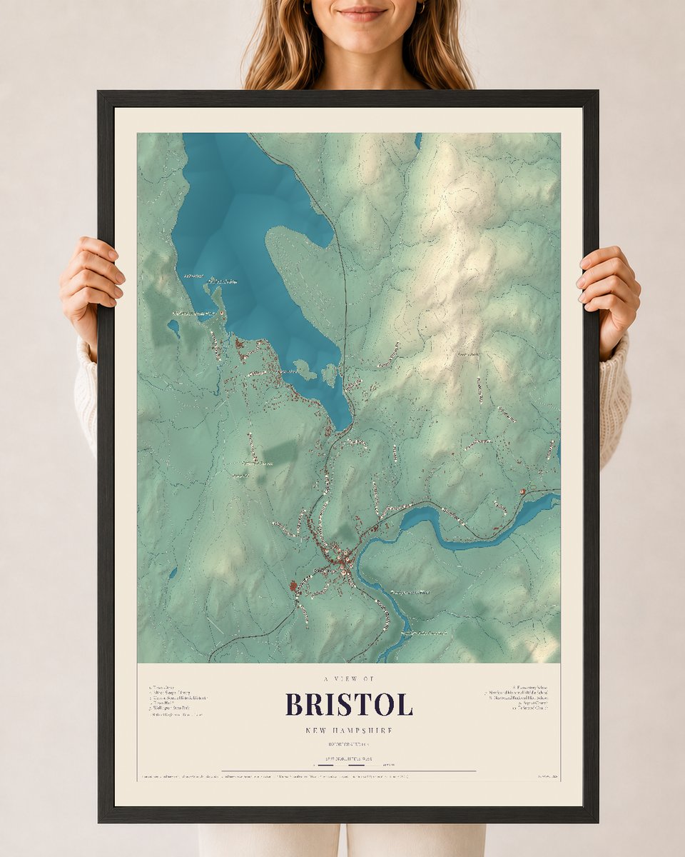NH Current Atlas 2026 | Bristol | 24" x 36" | W/ Black Ayous Wood Frame
