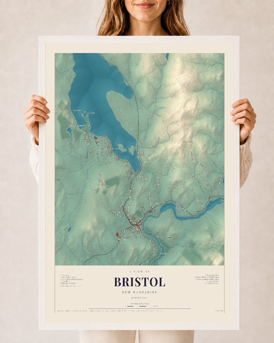 NH Current Atlas 2026 | Bristol | 24" x 36" | W/ White Ayous Wood Frame