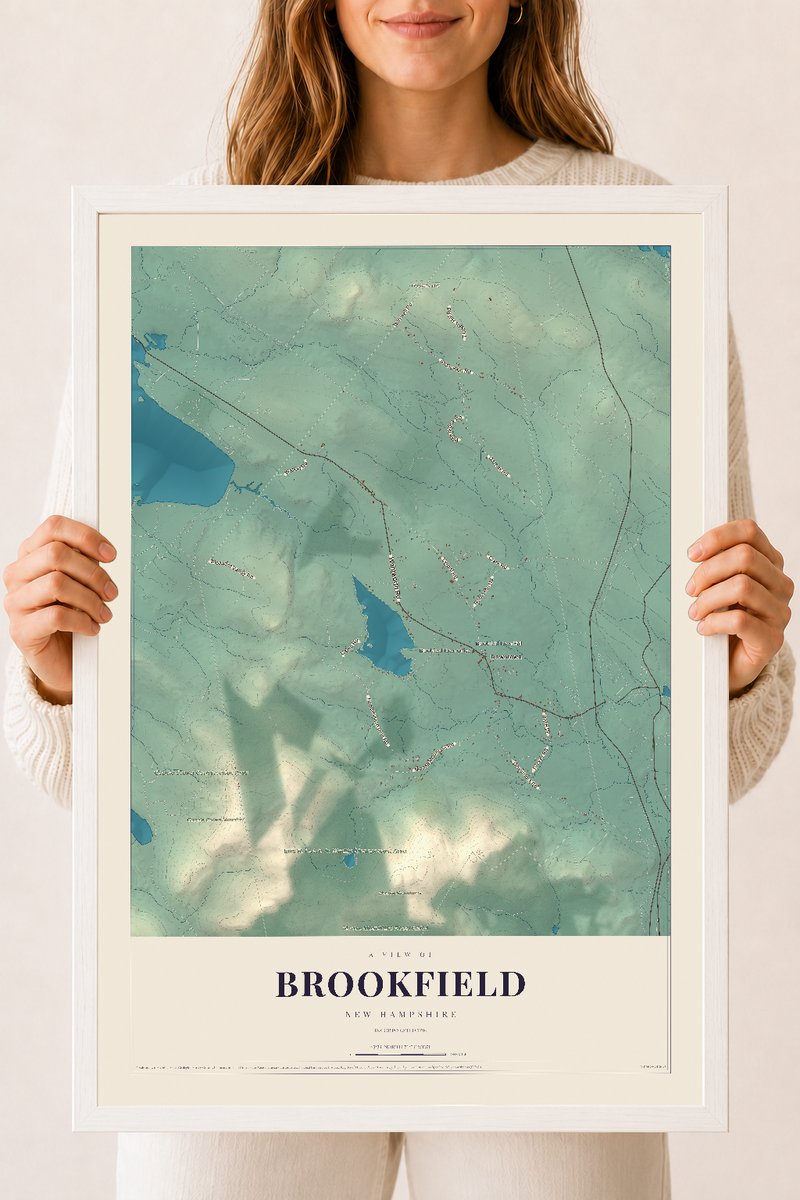 NH Current Atlas 2026 | Brookfield | 18" x 24" | W/ White Ayous Wood Frame