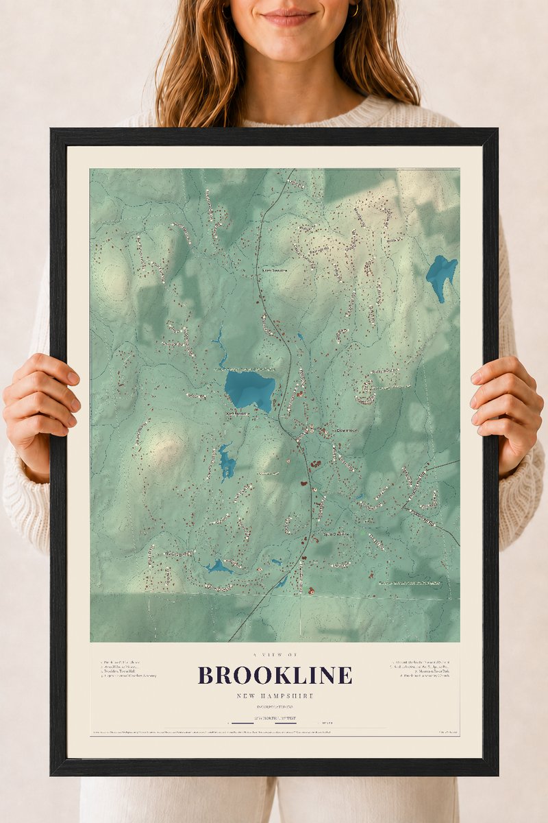 NH Current Atlas 2026 | Brookline | 18" x 24" | W/ Black Ayous Wood Frame