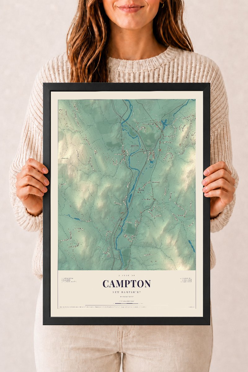 NH Current Atlas 2026 | Campton | 12" x 18" | W/ Black Ayous Wood Frame