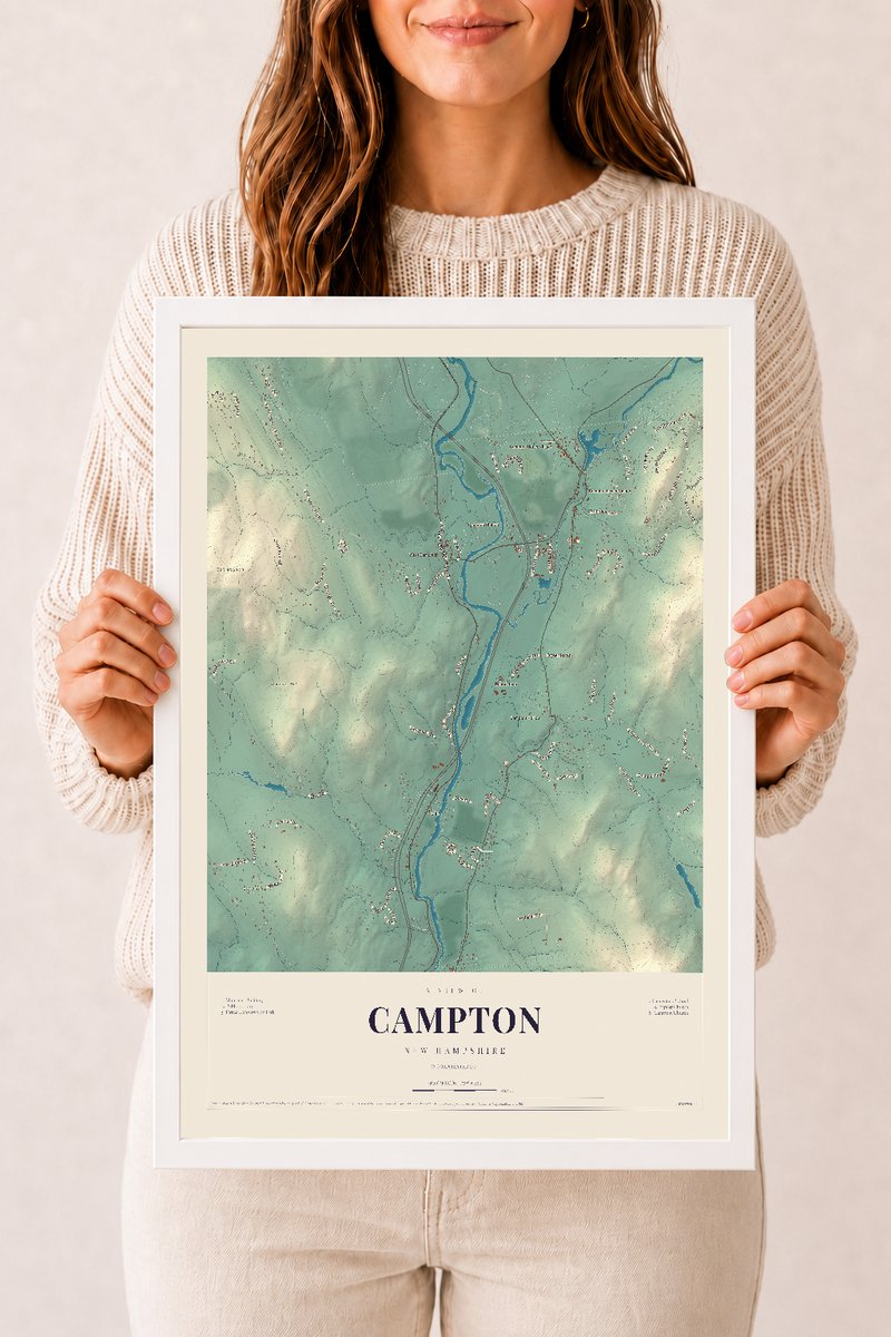 NH Current Atlas 2026 | Campton | 12" x 18" | W/ White Ayous Wood Frame