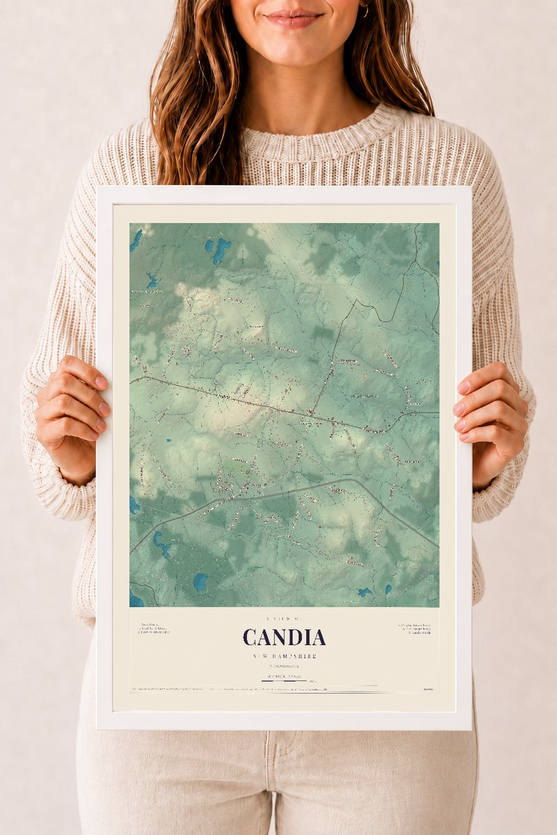 NH Current Atlas 2026 | Candia | 12" x 18" | W/ White Ayous Wood Frame