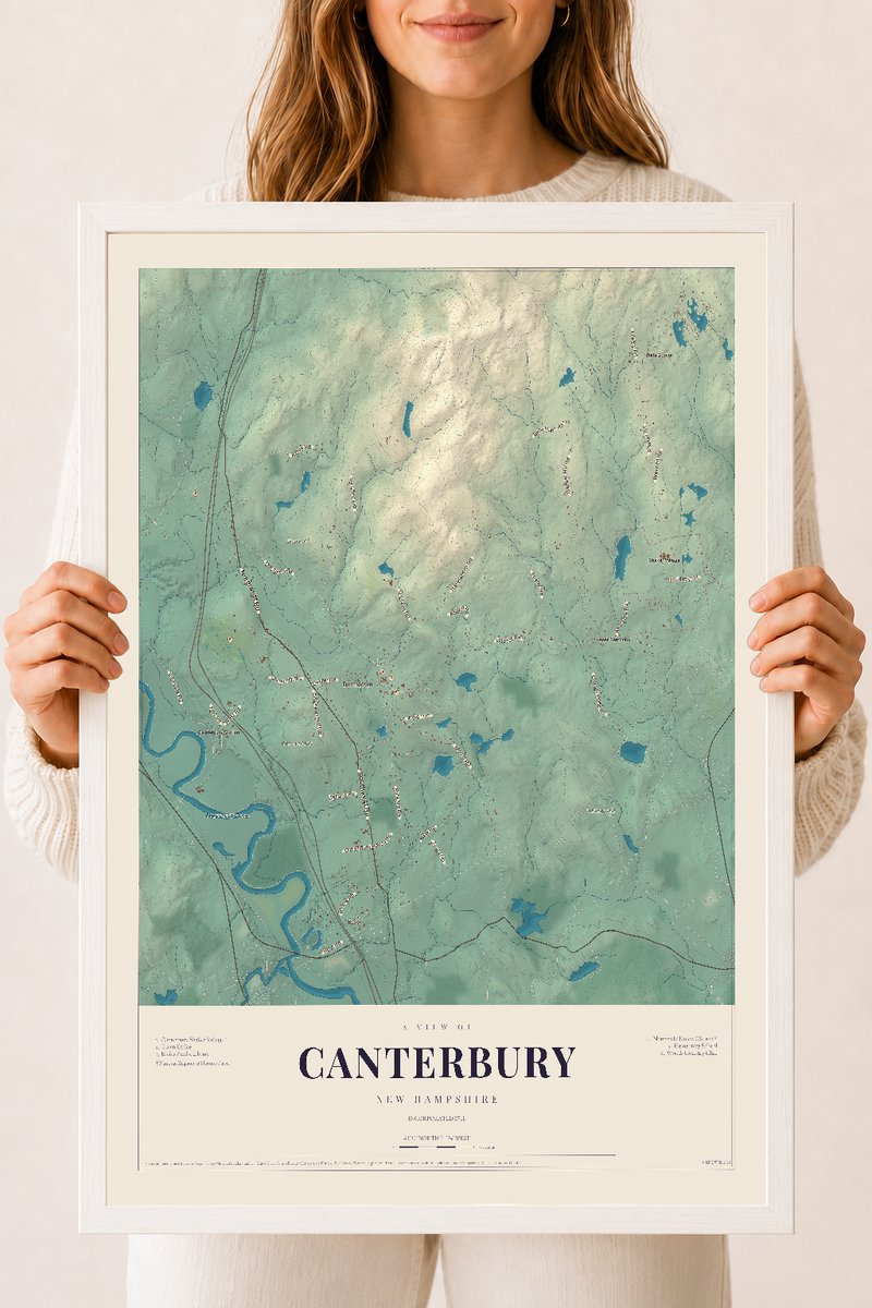 NH Current Atlas 2026 | Canterbury | 18" x 24" | W/ White Ayous Wood Frame