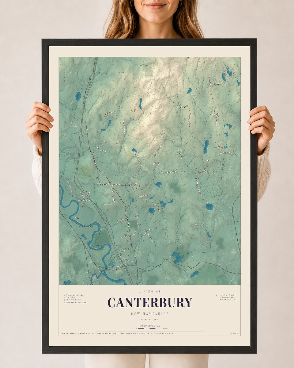 NH Current Atlas 2026 | Canterbury | 24" x 36" | W/ Black Ayous Wood Frame