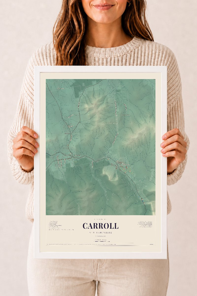 NH Current Atlas 2026 | Carroll | 12" x 18" | W/ White Ayous Wood Frame
