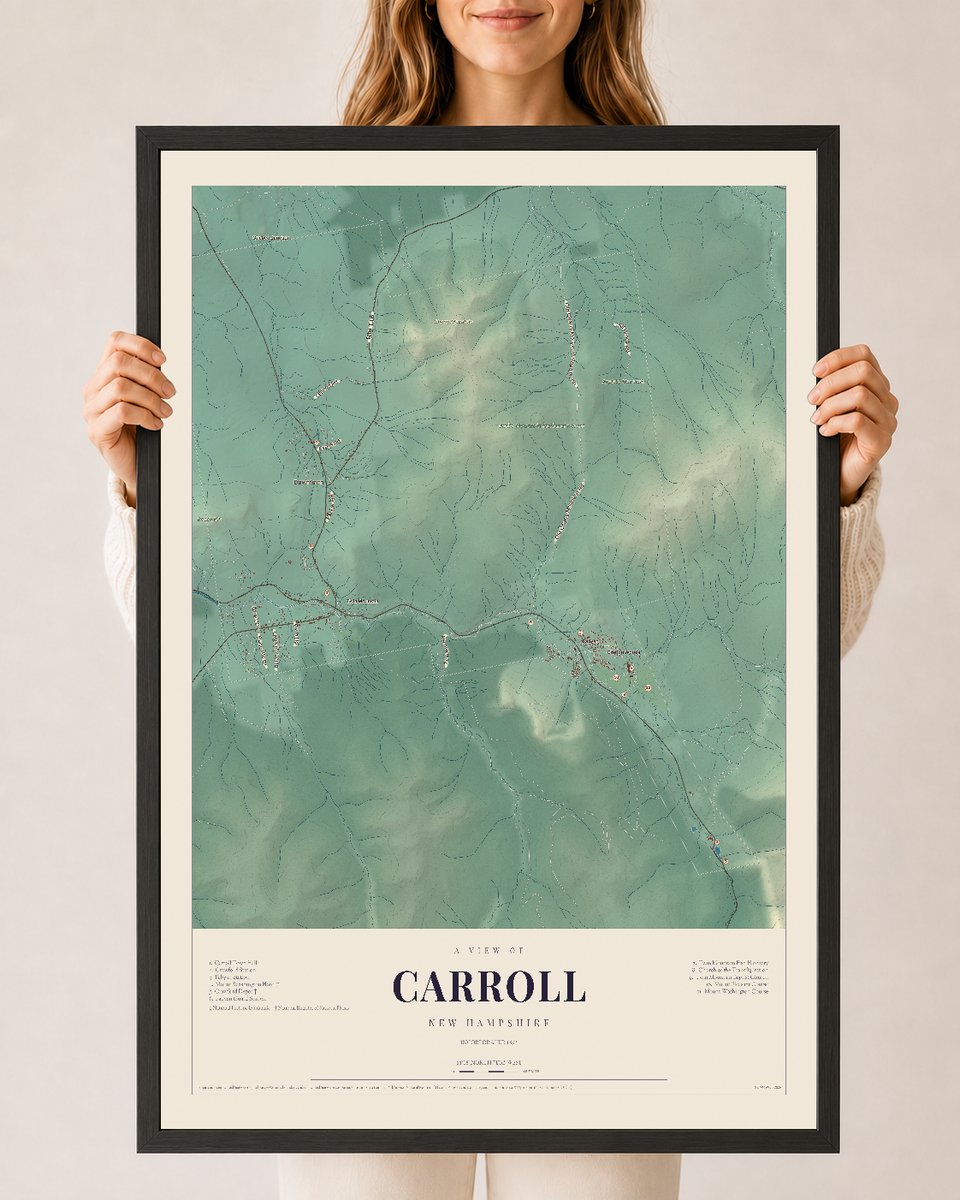 NH Current Atlas 2026 | Carroll | 24" x 36" | W/ Black Ayous Wood Frame