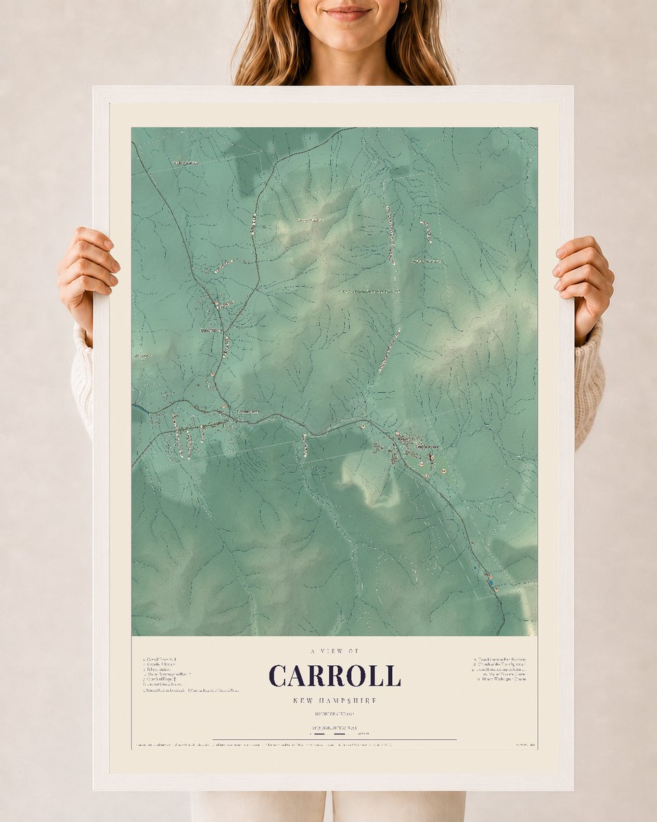 NH Current Atlas 2026 | Carroll | 24" x 36" | W/ White Ayous Wood Frame