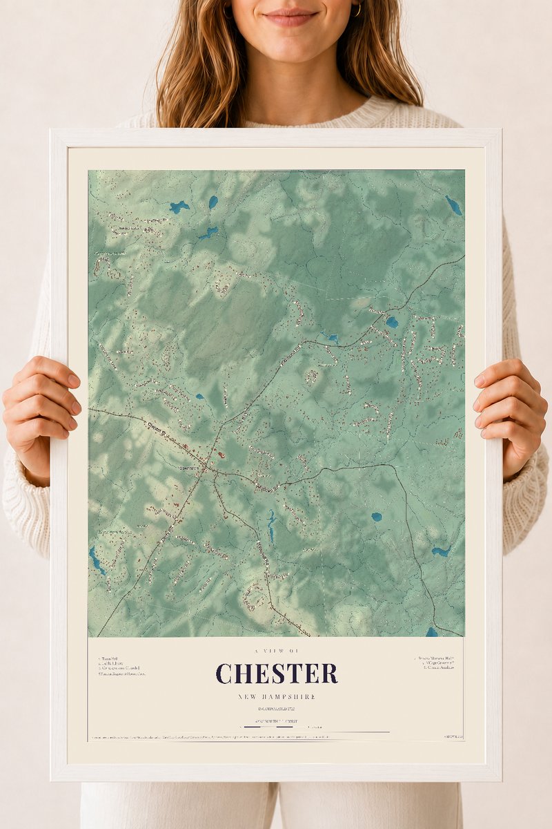 NH Current Atlas 2026 | Chester | 18" x 24" | W/ White Ayous Wood Frame
