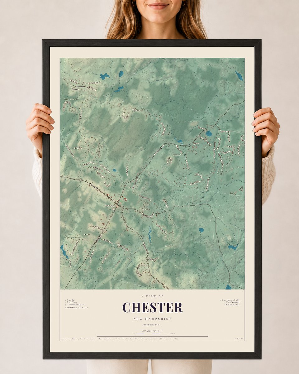 NH Current Atlas 2026 | Chester | 24" x 36" | W/ Black Ayous Wood Frame