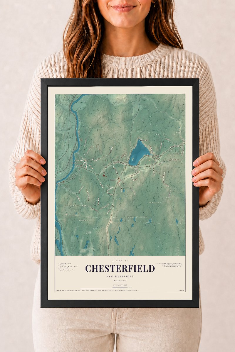 NH Current Atlas 2026 | Chesterfield | 12" x 18" | W/ Black Ayous Wood Frame