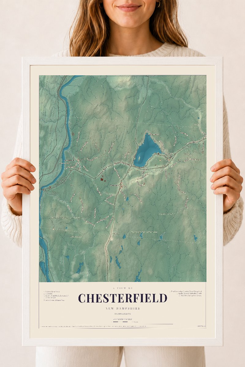 NH Current Atlas 2026 | Chesterfield | 18" x 24" | W/ White Ayous Wood Frame