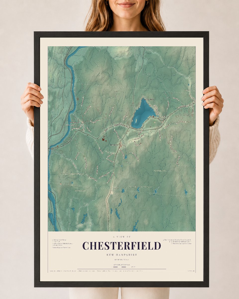 NH Current Atlas 2026 | Chesterfield | 24" x 36" | W/ Black Ayous Wood Frame