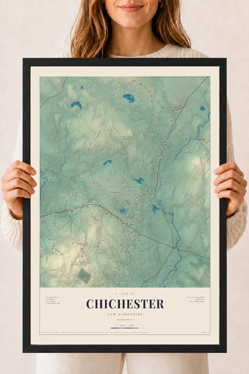 NH Current Atlas 2026 | Chichester | 18" x 24" | W/ Black Ayous Wood Frame