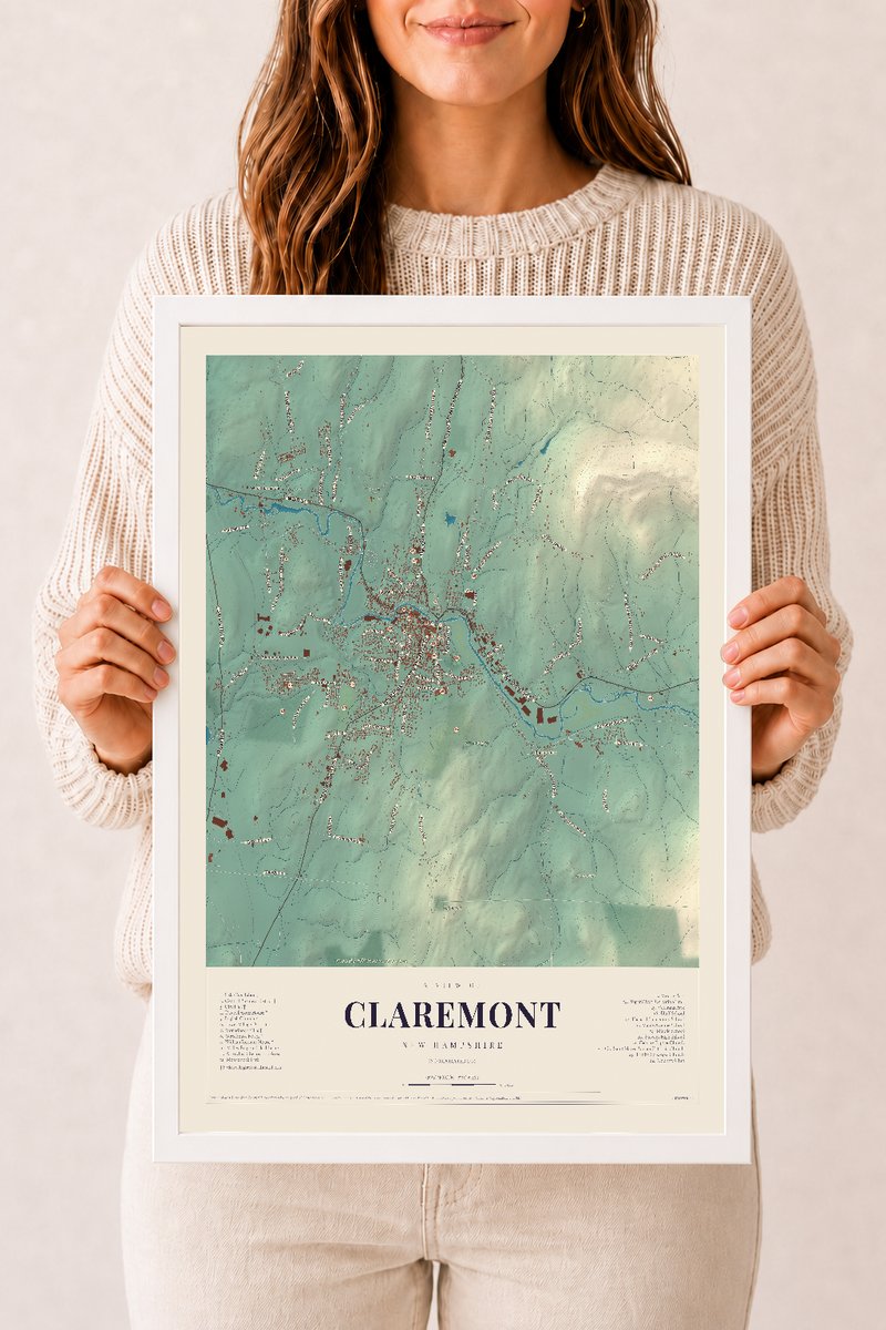 NH Current Atlas 2026 | Claremont | 12" x 18" | W/ White Ayous Wood Frame