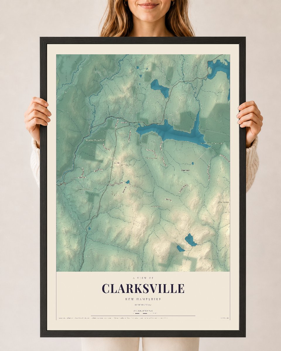 NH Current Atlas 2026 | Clarksville | 24" x 36" | W/ Black Ayous Wood Frame