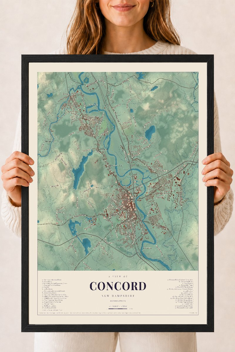 NH Current Atlas 2026 | Concord | 18" x 24" | W/ Black Ayous Wood Frame