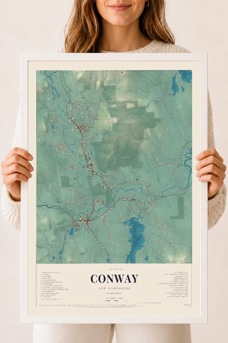 NH Current Atlas 2026 | Conway | 18" x 24" | W/ White Ayous Wood Frame