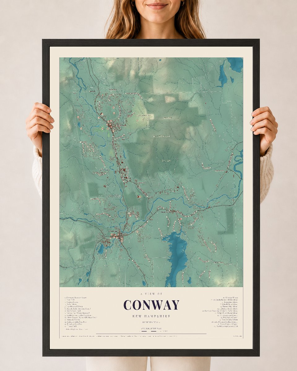 NH Current Atlas 2026 | Conway | 24" x 36" | W/ Black Ayous Wood Frame