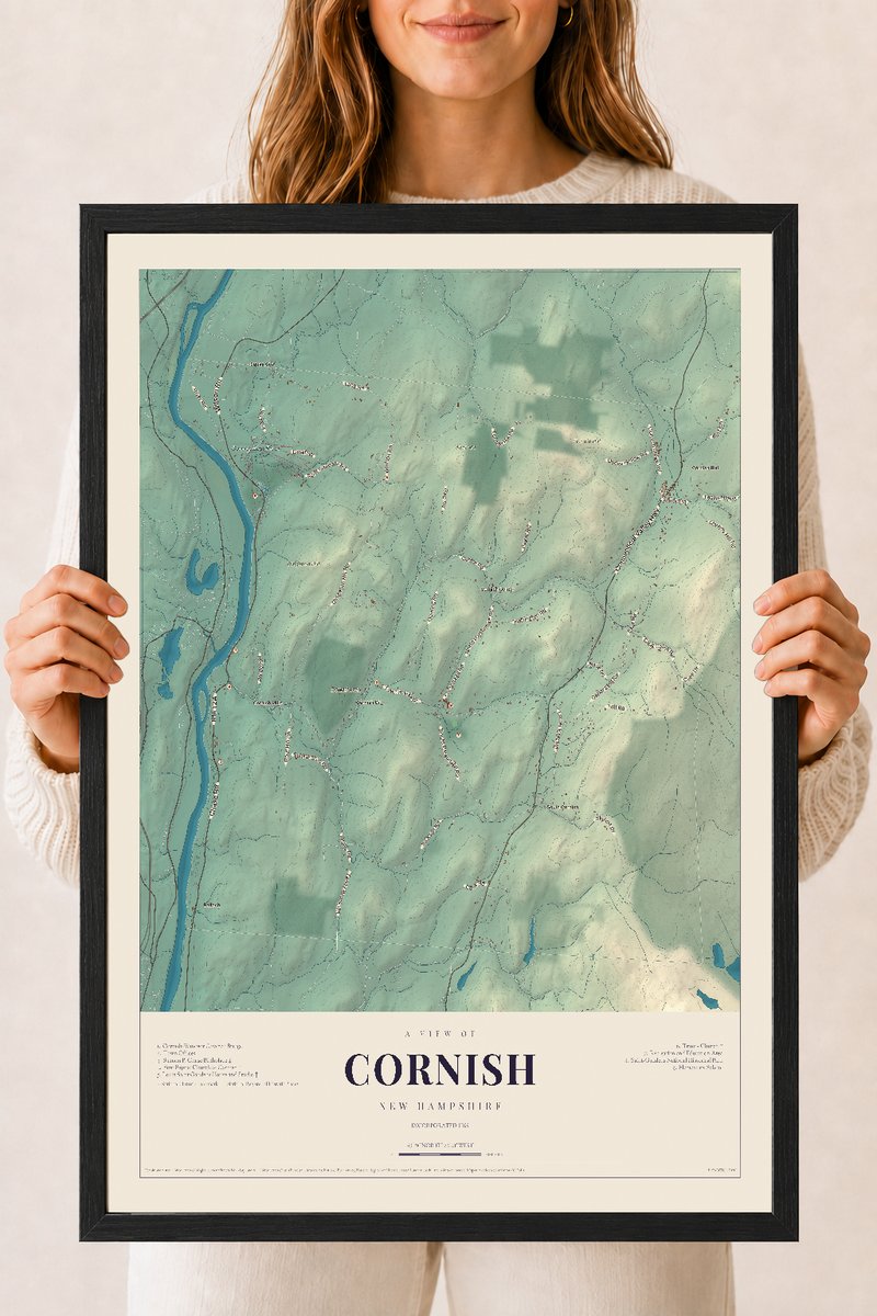 NH Current Atlas 2026 | Cornish | 18" x 24" | W/ Black Ayous Wood Frame