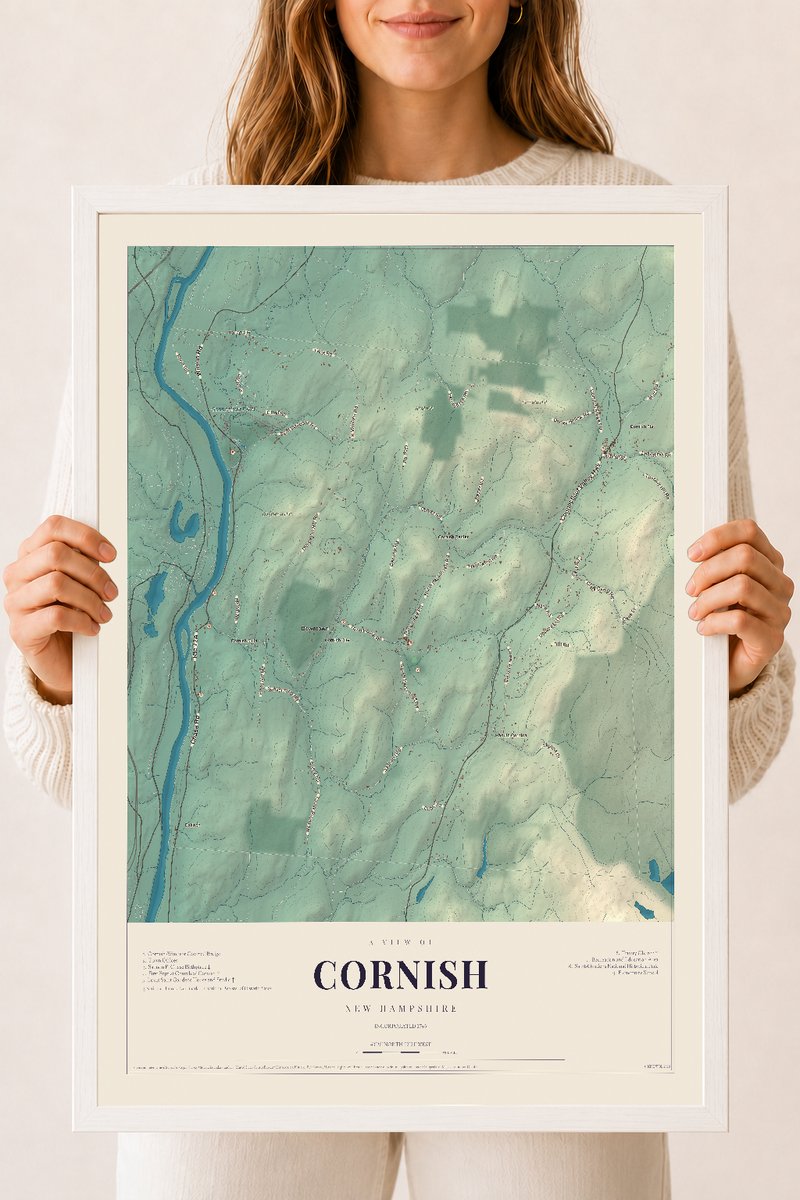 NH Current Atlas 2026 | Cornish | 18" x 24" | W/ White Ayous Wood Frame