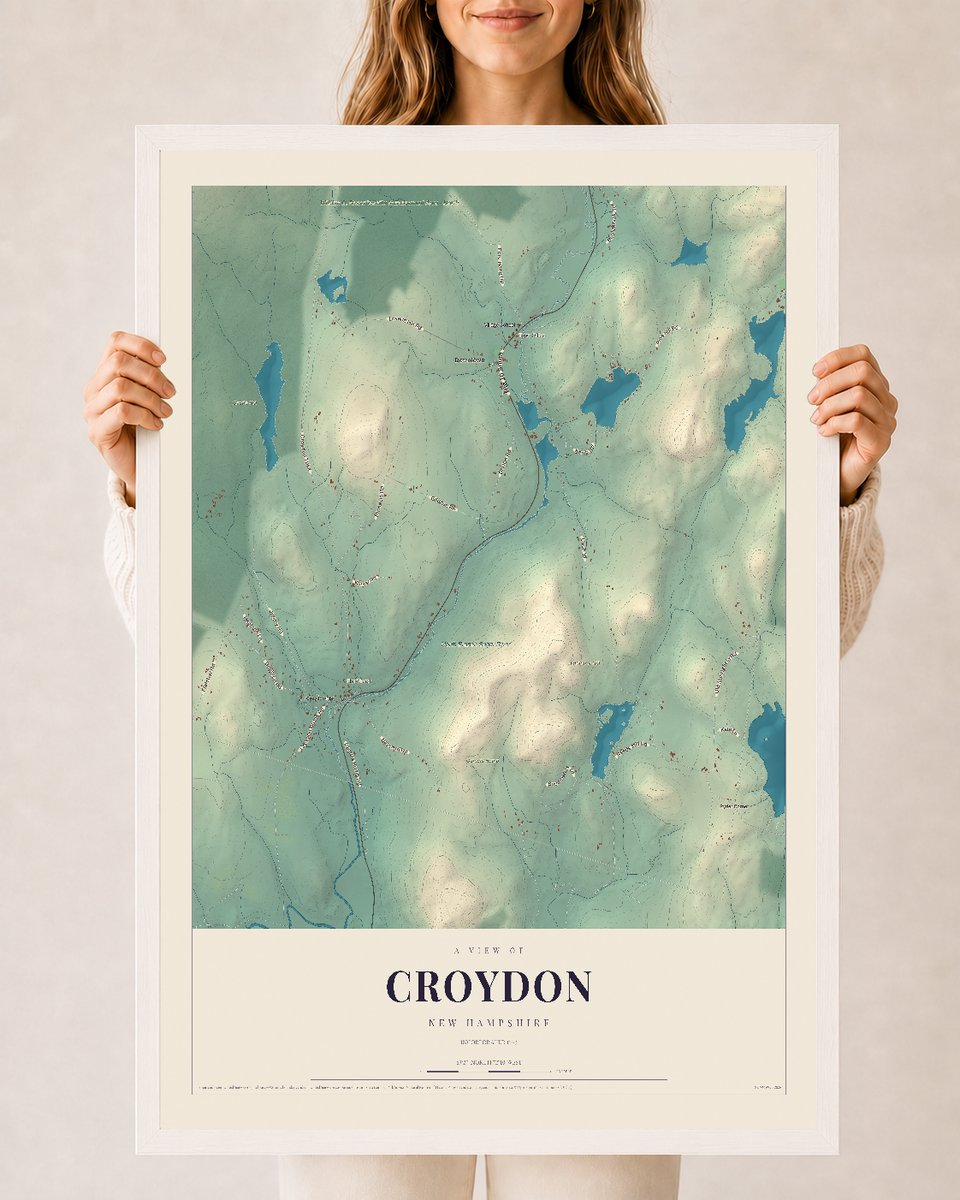 NH Current Atlas 2026 | Croydon | 24" x 36" | W/ White Ayous Wood Frame