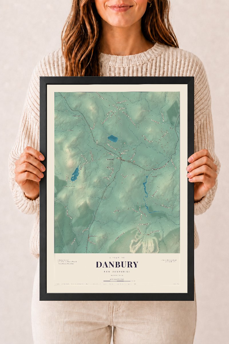 NH Current Atlas 2026 | Danbury | 12" x 18" | W/ Black Ayous Wood Frame