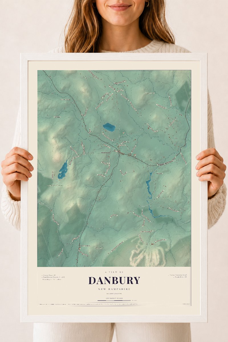NH Current Atlas 2026 | Danbury | 18" x 24" | W/ White Ayous Wood Frame