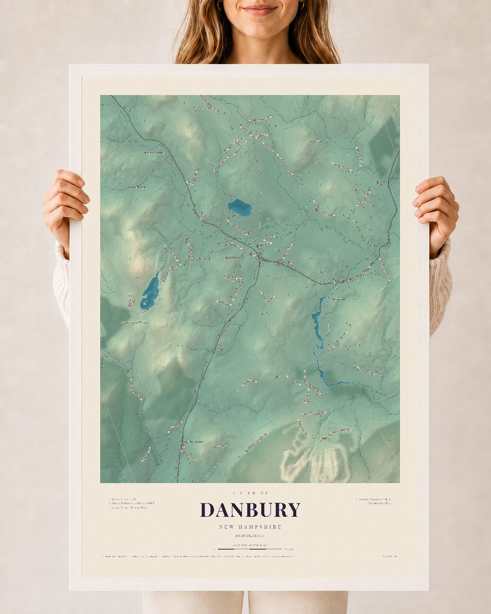 NH Current Atlas 2026 | Danbury | 24" x 36" | W/ White Ayous Wood Frame