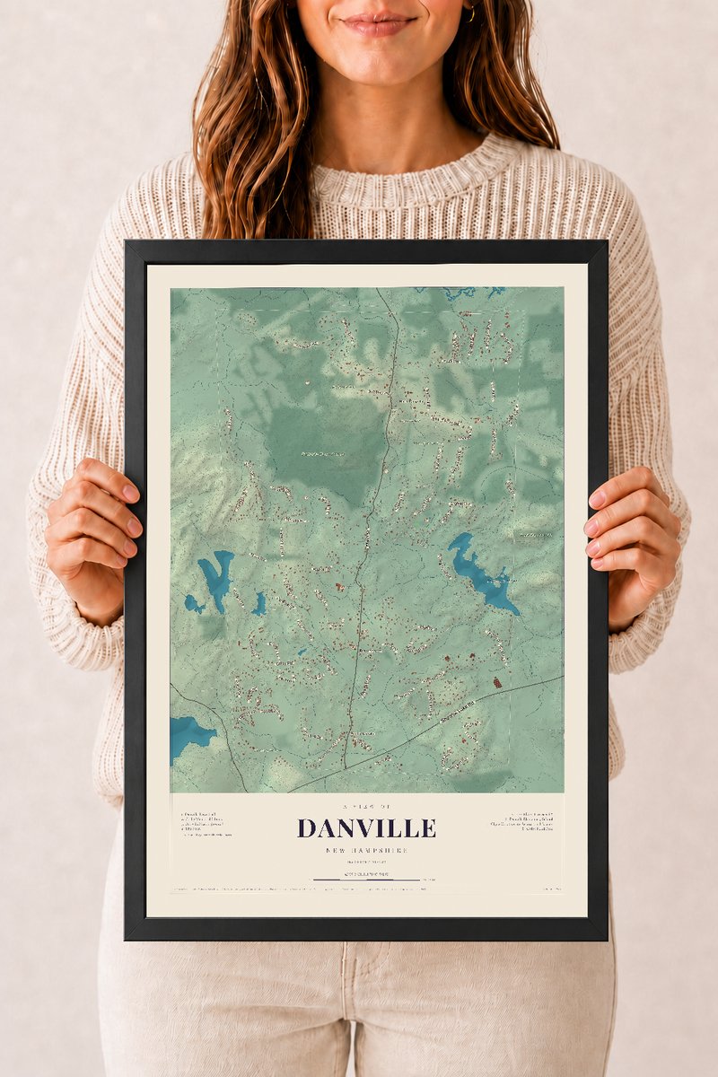 NH Current Atlas 2026 | Danville | 12" x 18" | W/ Black Ayous Wood Frame