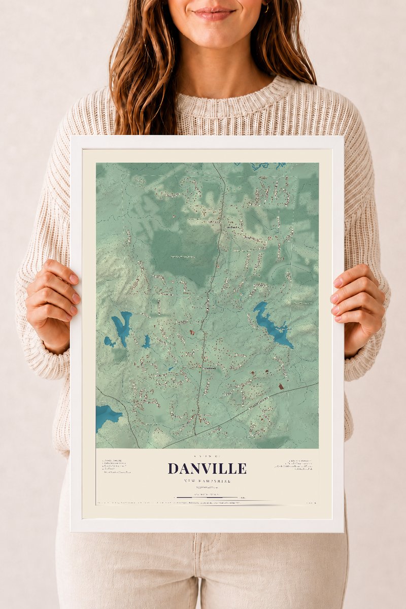 NH Current Atlas 2026 | Danville | 12" x 18" | W/ White Ayous Wood Frame