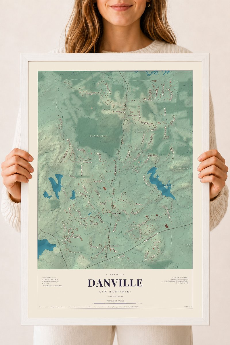 NH Current Atlas 2026 | Danville | 18" x 24" | W/ White Ayous Wood Frame