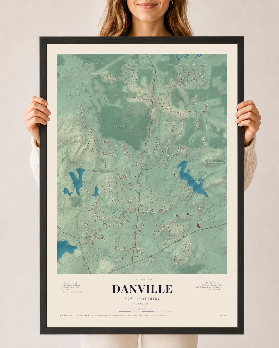 NH Current Atlas 2026 | Danville | 24" x 36" | W/ Black Ayous Wood Frame