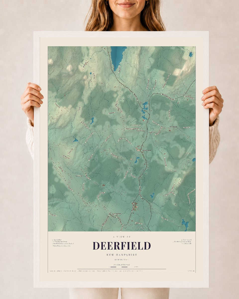 NH Current Atlas 2026 | Deerfield | 24" x 36" | W/ White Ayous Wood Frame