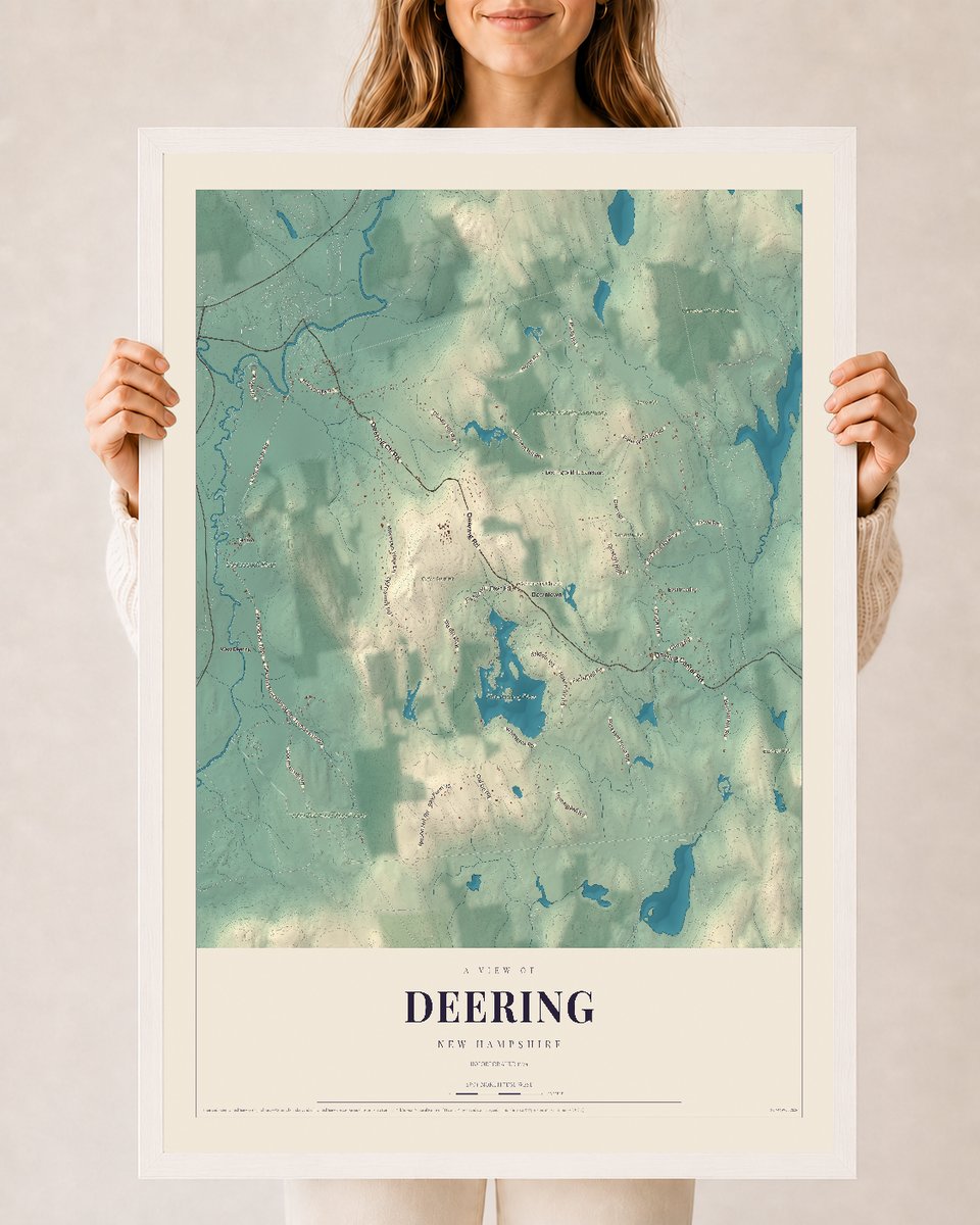 NH Current Atlas 2026 | Deering | 24" x 36" | W/ White Ayous Wood Frame