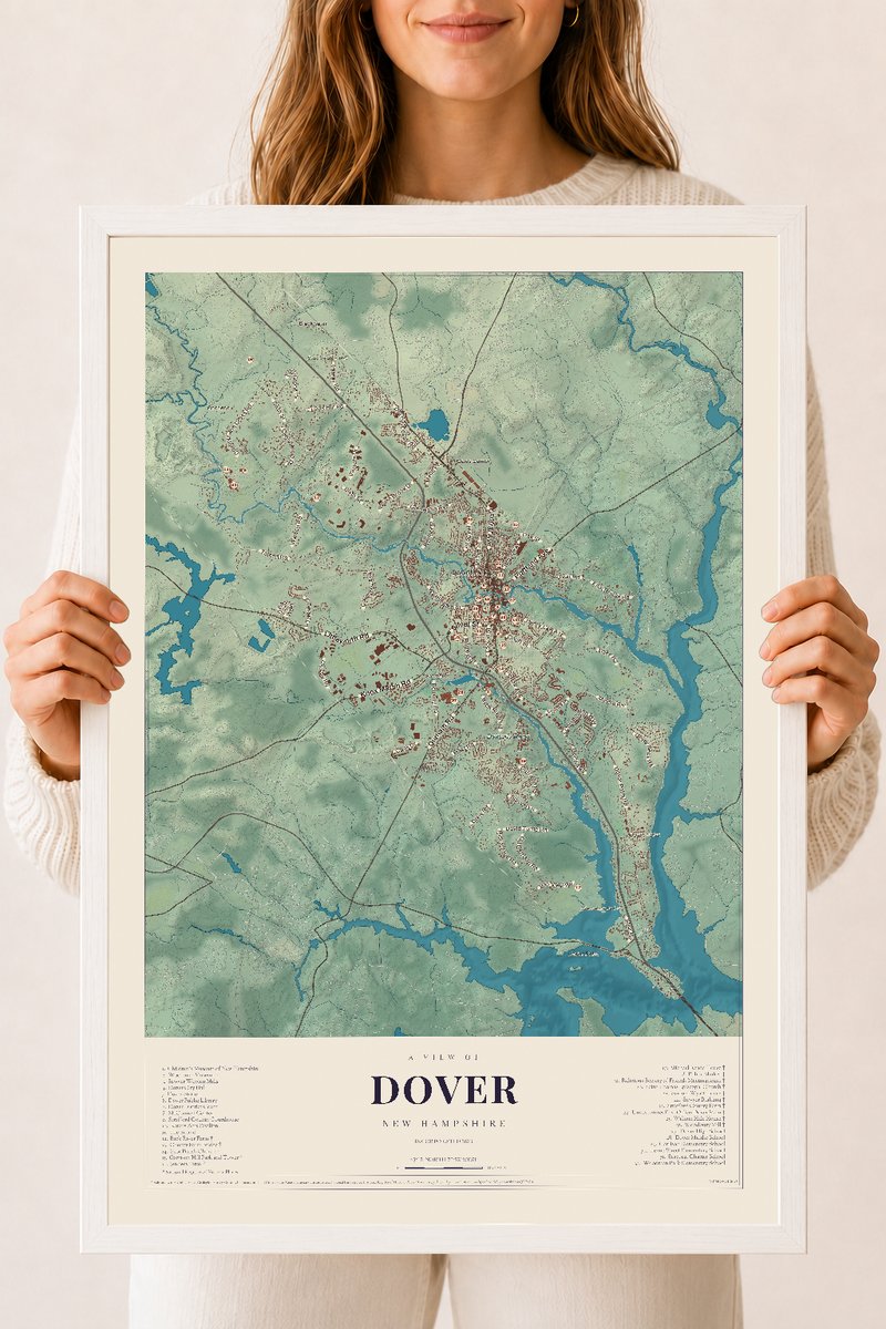 NH Current Atlas 2026 | Dover | 18" x 24" | W/ White Ayous Wood Frame