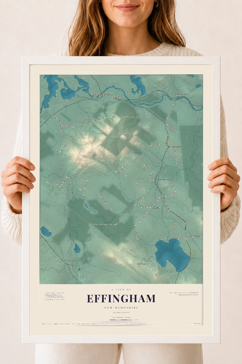 NH Current Atlas 2026 | Effingham | 18" x 24" | W/ White Ayous Wood Frame