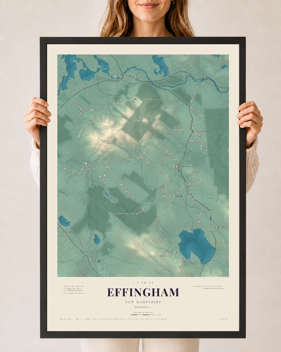 NH Current Atlas 2026 | Effingham | 24" x 36" | W/ Black Ayous Wood Frame