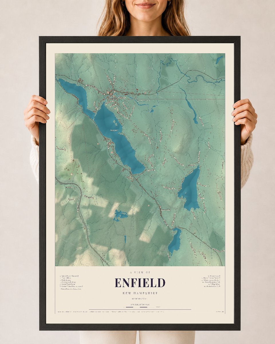 NH Current Atlas 2026 | Enfield | 24" x 36" | W/ Black Ayous Wood Frame