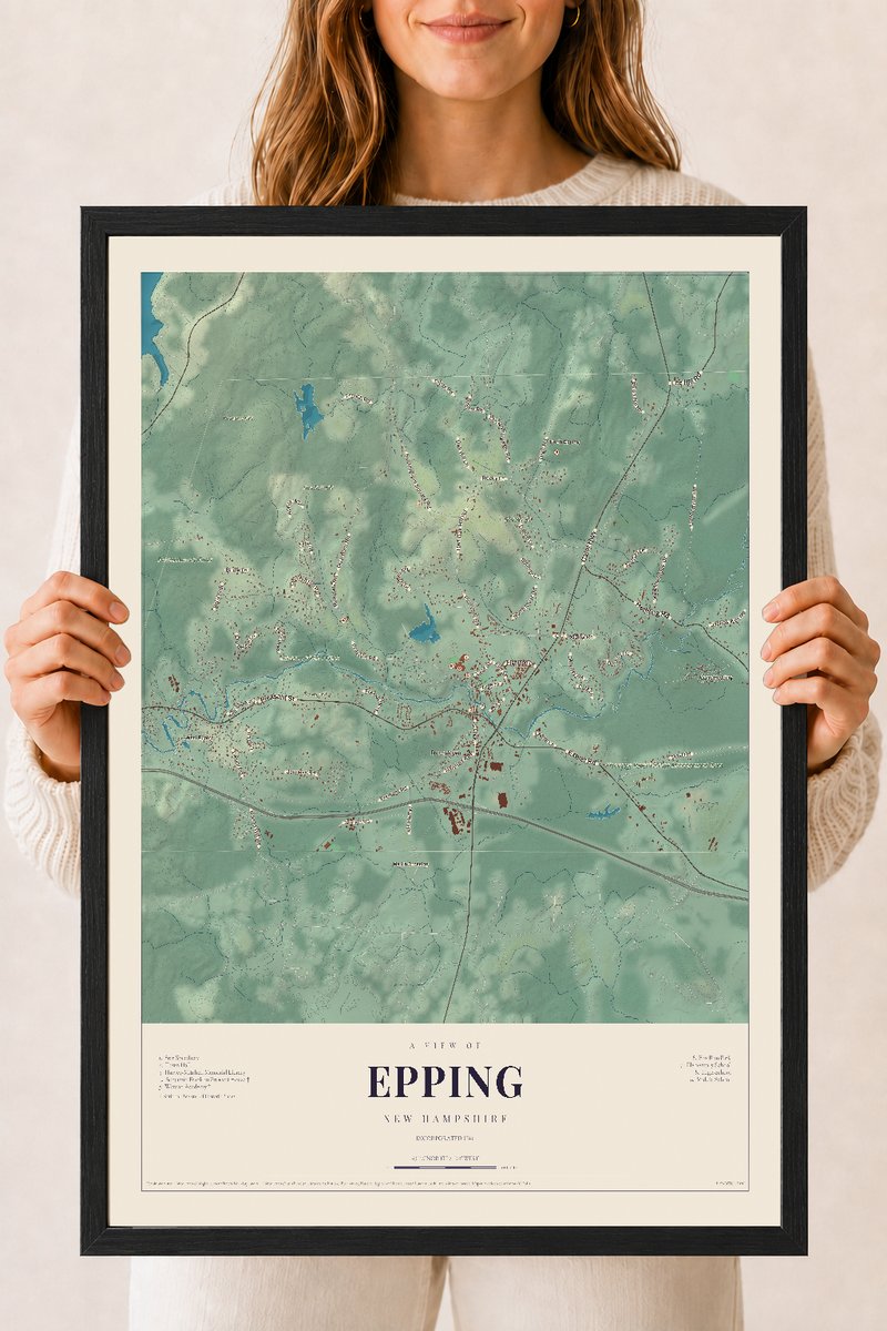 NH Current Atlas 2026 | Epping | 18" x 24" | W/ Black Ayous Wood Frame