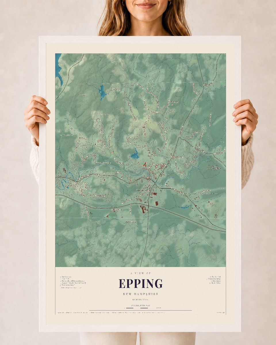 NH Current Atlas 2026 | Epping | 24" x 36" | W/ White Ayous Wood Frame