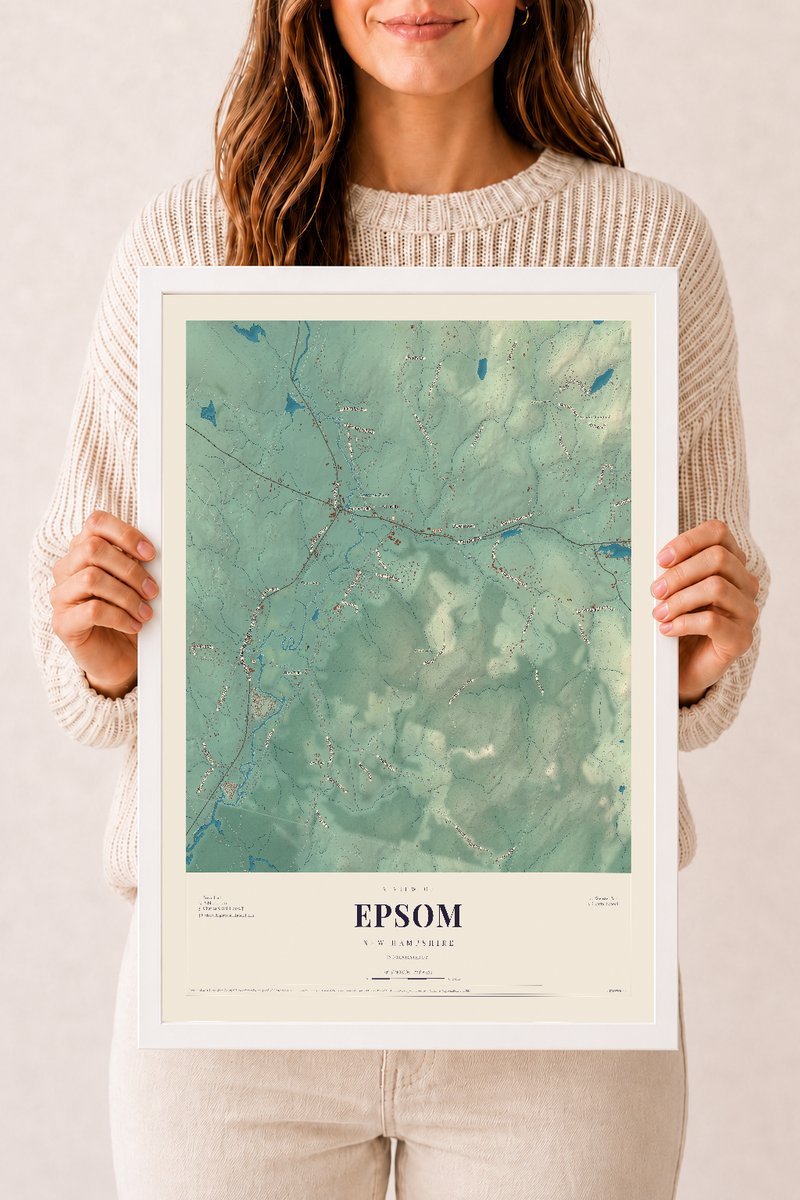 NH Current Atlas 2026 | Epsom | 12" x 18" | W/ White Ayous Wood Frame